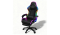 FOTEL GAMINGOWY CZARNY - MASAŻ + LED