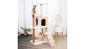 Drapak dla kota słupek beż 5 poziomów - domek, legowisko, hamak, drabinka
