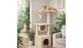 Drapak drzewko dla kota słupek beżowy 4 poziomy domek, legowisko, tunel