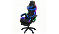 FOTEL GAMINGOWY NIEBIESKI - MASAŻ + LED