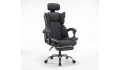 Fotel biurowy obrotowy LEON wygodne krzesło ergonomiczne podnóżek czarny