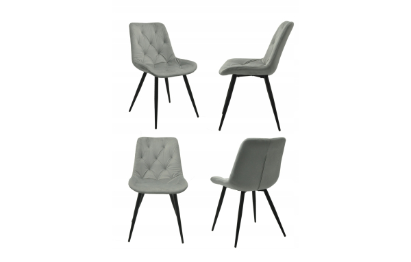 4SZT krzesło DO JADALNI salonu tapicerowane LUCCA SZARE welwet pikowane