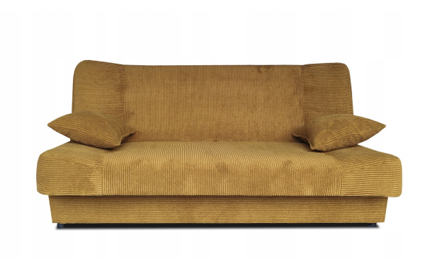 Wersalka JAŚ sztruks MUSZTARDOWY poso 01 z funkcją spania pojemnik sprężyny