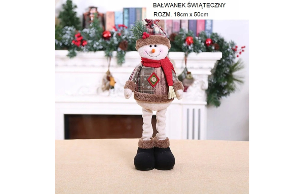 BAŁWANEK ŚWIĄTECZNY figurka ozdoba stojąca skrzat regulowany wysoki PREZENT