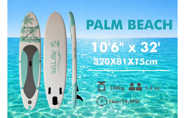 DESKA SUP Palm Beach 320cm 10,6” pompowana PADDLE BOARD AKCESORIA Stabilna