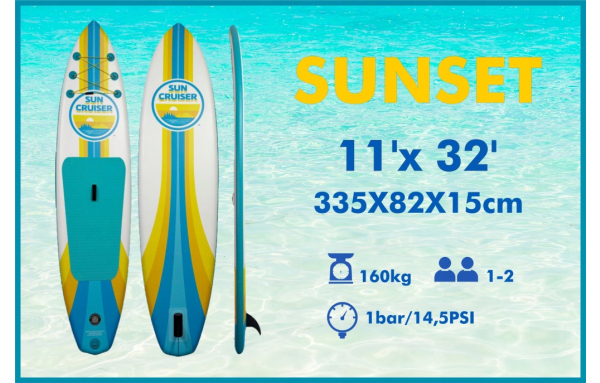 DESKA SUP Sunset 335cm 11” pompowana PADDLE BOARD + AKCESORIA Stabilna