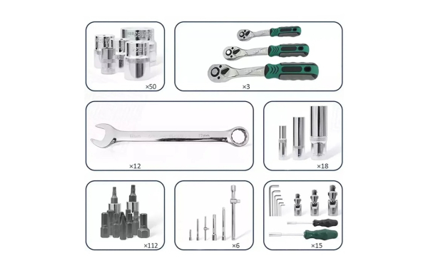 DUŻY ZESTAW KLUCZE NASADOWE 216 el 1/2