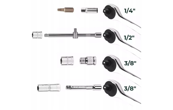 DUŻY ZESTAW KLUCZE NASADOWE 216 el 1/2