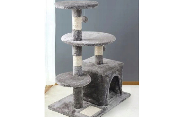 Drapak dla kota drzewko słupek szary 4 poziomy 80cm - domek zabawki
