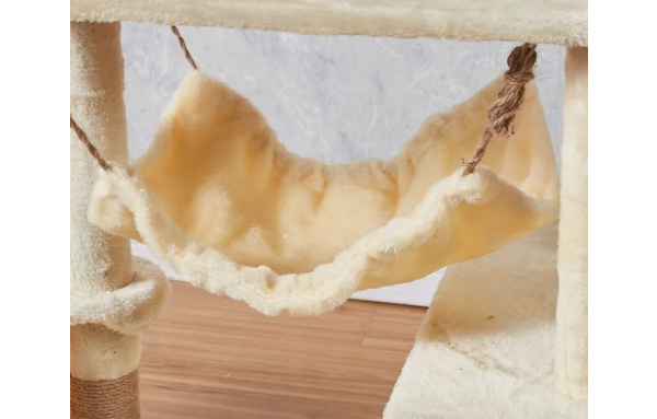 Drapak dla kota duży słupek beżowy 7 poziomów - domek, legowisko, hamak