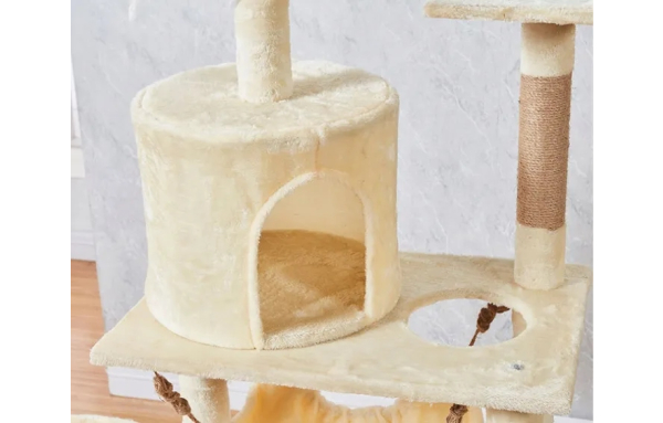 Drapak dla kota duży słupek szary 7 poziomów - domek, legowisko, hamak