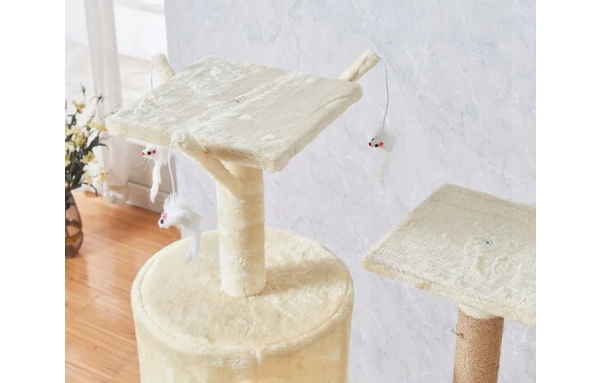 Drapak dla kota duży słupek szary 7 poziomów - domek, legowisko, hamak