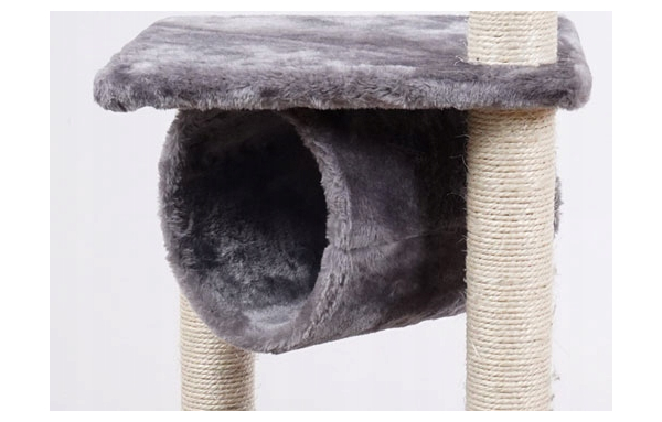 Drapak drzewko dla kota słupek beżowy 4 poziomy domek, legowisko, tunel