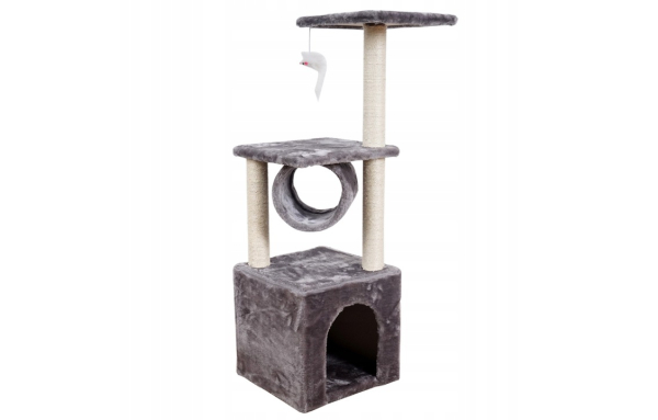 Drapak drzewko dla kota słupek grafitowy 4 poziomy domek, legowisko, tunel