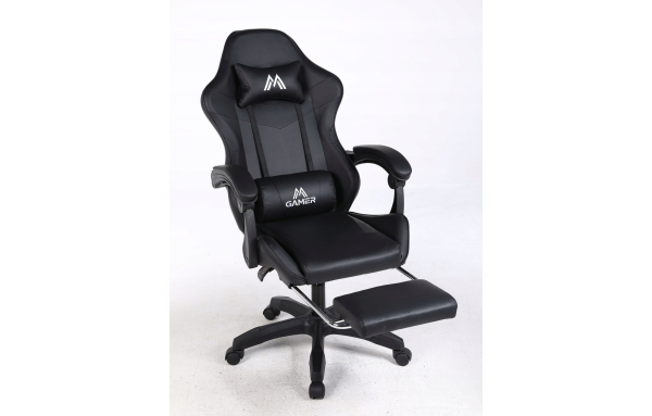 Fotel COYOTE II gamingowy dla gracza z podnóżkiem biurowy czarny