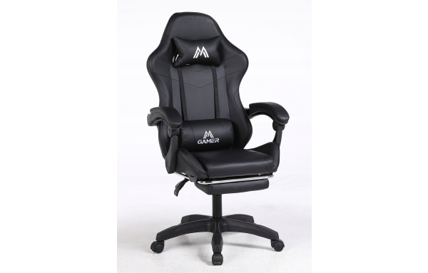 Fotel COYOTE II gamingowy dla gracza z podnóżkiem biurowy czarny