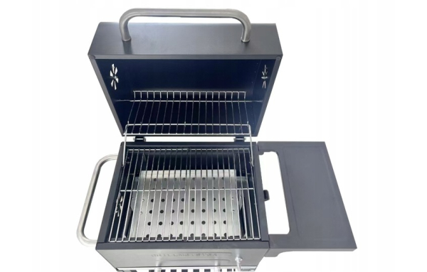 GRILL WĘGLOWY OGRODOWY Z KOMINKIEM POPIELNIK PODWÓJNY RUSZT POKRYWA solidny