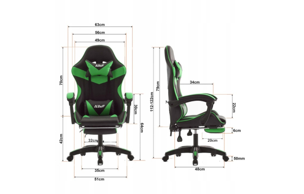 Krzesło obrotowe z podnóżkiem Fotel gamingowy wygodny dla gracza komfortowy