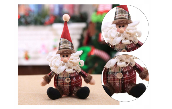 Prezent MIKOŁAJ ŚWIĄTECZNY figurka ozdoba wisząca stojąca pluszak niski
