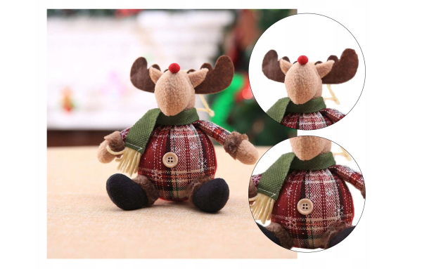 Prezent RENIFER ŚWIĄTECZNY figurka ozdoba wisząca stojąca pluszak niski
