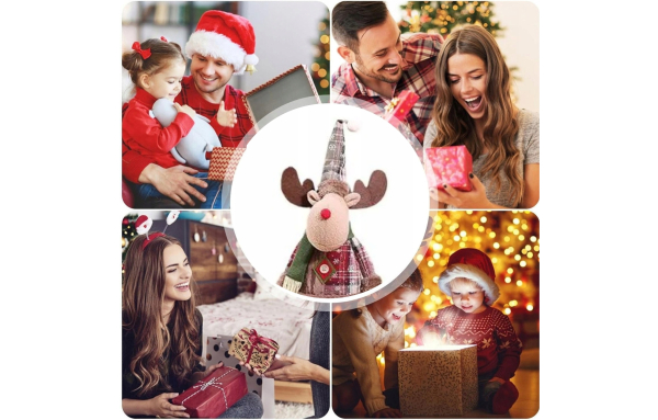 RENIFER ŚWIĄTECZNY figurka ozdoba stojąca skrzat regulowany wysoki PREZENT