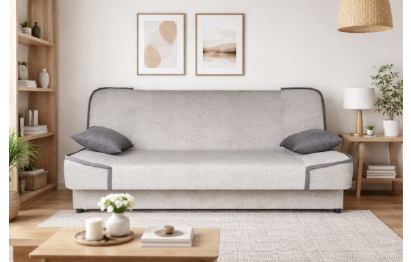 Rozkładana wersalka kanapa MAXIM II Diosa beżowa PLAMOODPORNA pojemnik sprężyny