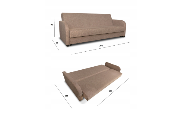 WERSALKA kanapa MARCIN beż 11 super tkanina WR sprężyny spanie pojemnik