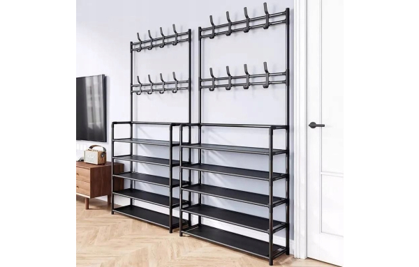 WIESZAK NA UBRANIA 60x172cm STOJĄCY SZAFKA NA BUTY REGAŁ METALOWY GARDEROBA