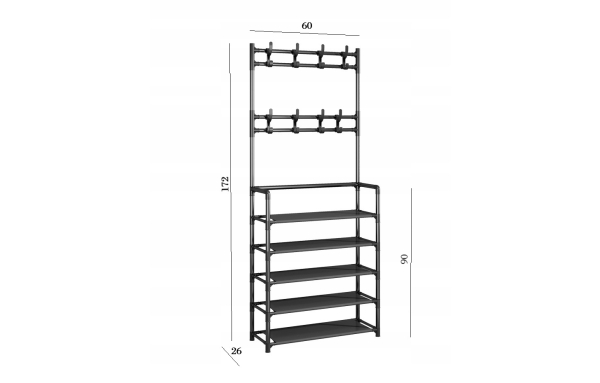 WIESZAK NA UBRANIA 60x172cm STOJĄCY SZAFKA NA BUTY REGAŁ METALOWY GARDEROBA