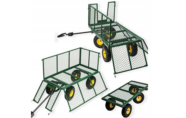 WÓZEK DUŻY OGRODOWY TRANSPORTOWY ROZKŁADANY 200L TACZKA POMPOWANE KOŁA