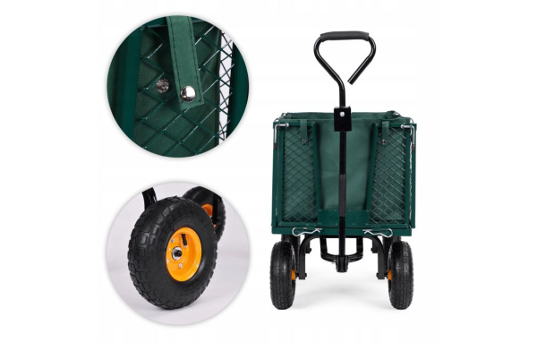 WÓZEK DUŻY OGRODOWY TRANSPORTOWY ROZKŁADANY 200L TACZKA POMPOWANE KOŁA