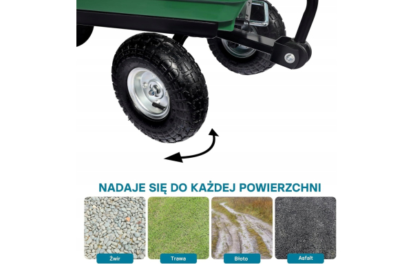 WÓZEK OGRODOWY TRANSPORTOWY 90L 150KG WYWROTKA TACZKA POMPOWANE KOŁA