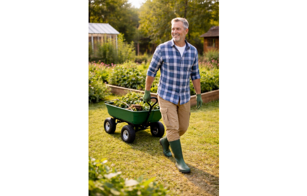 WÓZEK OGRODOWY TRANSPORTOWY 90L 150KG WYWROTKA TACZKA POMPOWANE KOŁA