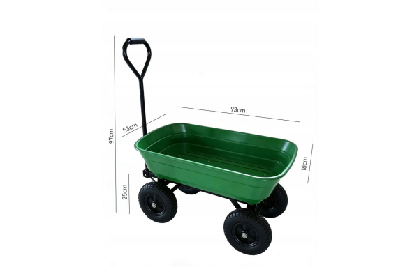 WÓZEK OGRODOWY TRANSPORTOWY 90L 150KG WYWROTKA TACZKA POMPOWANE KOŁA