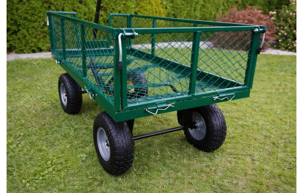 WÓZEK OGRODOWY TRANSPORTOWY ROZKŁADANY 100L 200KG TACZKA POMPOWANE KOŁA