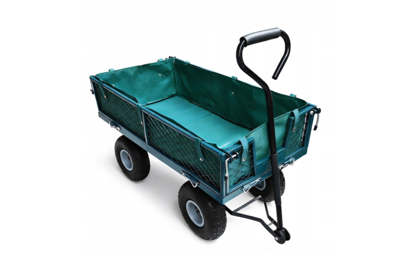 WÓZEK OGRODOWY TRANSPORTOWY ROZKŁADANY 100L 200KG TACZKA POMPOWANE KOŁA