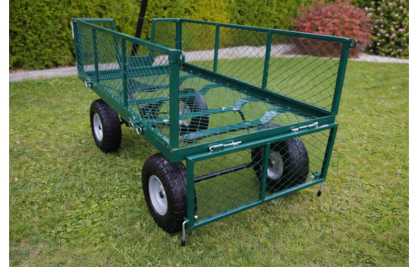 WÓZEK OGRODOWY TRANSPORTOWY ROZKŁADANY 100L 200KG TACZKA POMPOWANE KOŁA