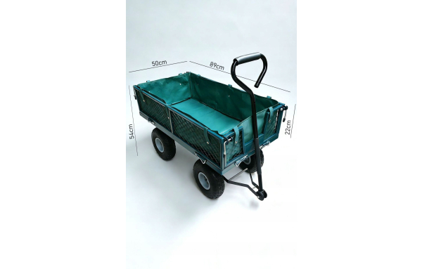 WÓZEK OGRODOWY TRANSPORTOWY ROZKŁADANY 100L 200KG TACZKA POMPOWANE KOŁA