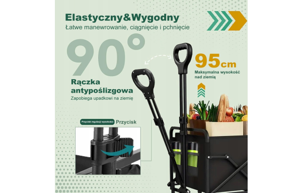 Wózek Turystyczny Plażowy 120L SZEROKIE KOŁA TERENOWE transportowy SKŁADANY