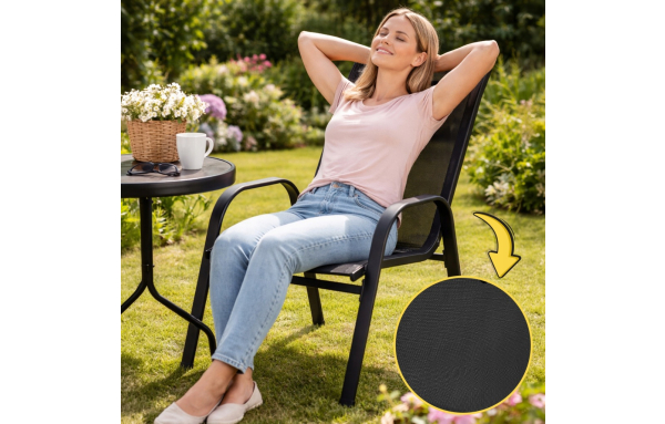 ZESTAW MEBLI OGRODOWYCH NA BALKON TARAS 3 EL: STOLIK ,2 FOTELE METAL CZARNY