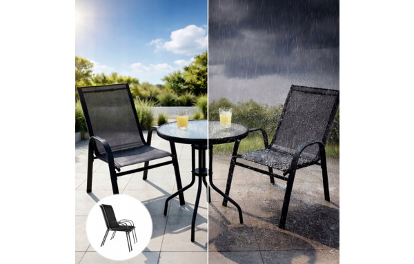 ZESTAW MEBLI OGRODOWYCH NA BALKON TARAS 3 EL: STOLIK ,2 FOTELE METAL CZARNY