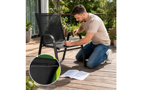 ZESTAW MEBLI OGRODOWYCH NA BALKON TARAS 3 EL: STOLIK ,2 FOTELE METAL CZARNY