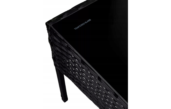 ZESTAW MEBLI OGRODOWYCH RATTAN CZARNY NA TARAS FOTELE SOFA STOLIK