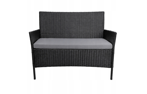 ZESTAW MEBLI OGRODOWYCH RATTAN CZARNY NA TARAS FOTELE SOFA STOLIK