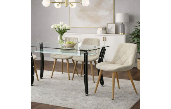 krzesło do jadalni kuchni salonu OSLO BEŻOWE tapicerowane pikowane