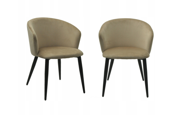 2SZT nowoczesne KRZESŁO FOTEL DO JADALNI salonu MILAN welwet CAPPUCCINO beż