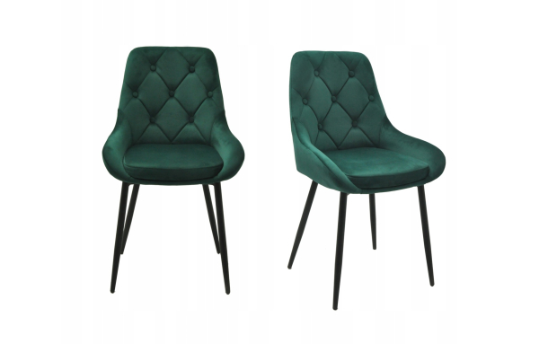 2 SZT krzesło DO JADALNI tapicerowane PARIS CIEMNOZIELONE welwet pikowane