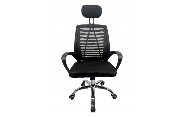 KRZESŁO BIUROWE fotel obrotowy KRIS czarny SIATKA ERGONOMICZNE zagłówek
