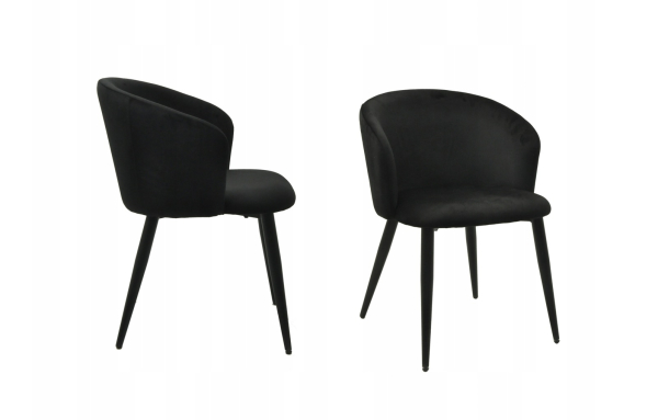 2 SZT nowoczesne KRZESŁO FOTEL DO JADALNI salonu MILAN welwet CZARNE