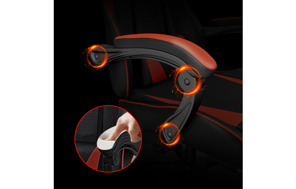 FOTEL GAMINGOWY CZARNY - MASAŻ + LED